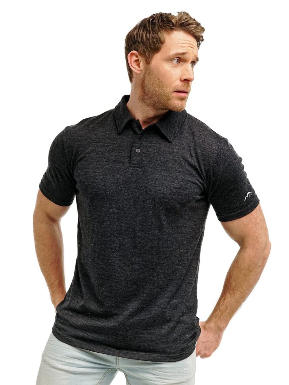 Merino.tech Men’s Merino Wool Short Sleeve Polo Shirt (Charcoal Grey)